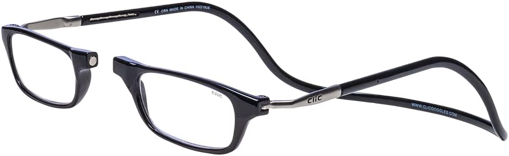 Clic Magnetic Reading Glasses, Black, 2.50 Magnification, M-L Size!