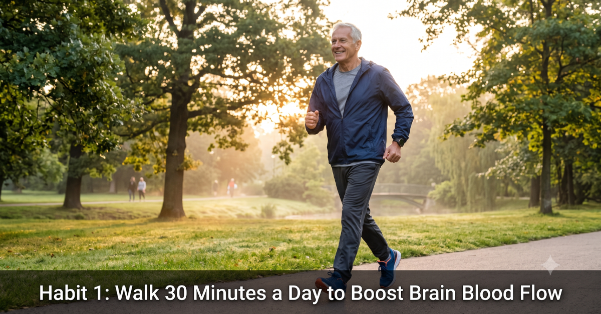 Habit 1: Walk 30 minutes a day to boost brain blood flow