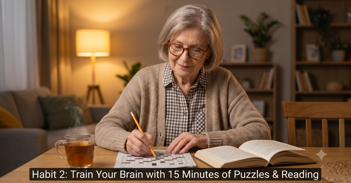 Habit 2: Train your brain with 15 minutes of puzzles and reading