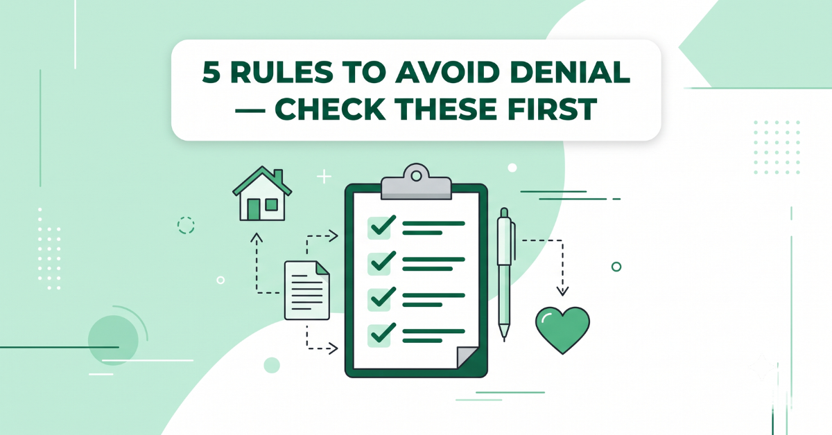Checklist icon with five rules to avoid a Medicare home health denial