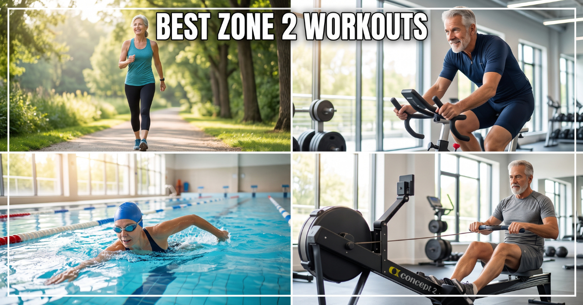Best Zone 2 workouts for seniors: walking, cycling, swimming, rowing
