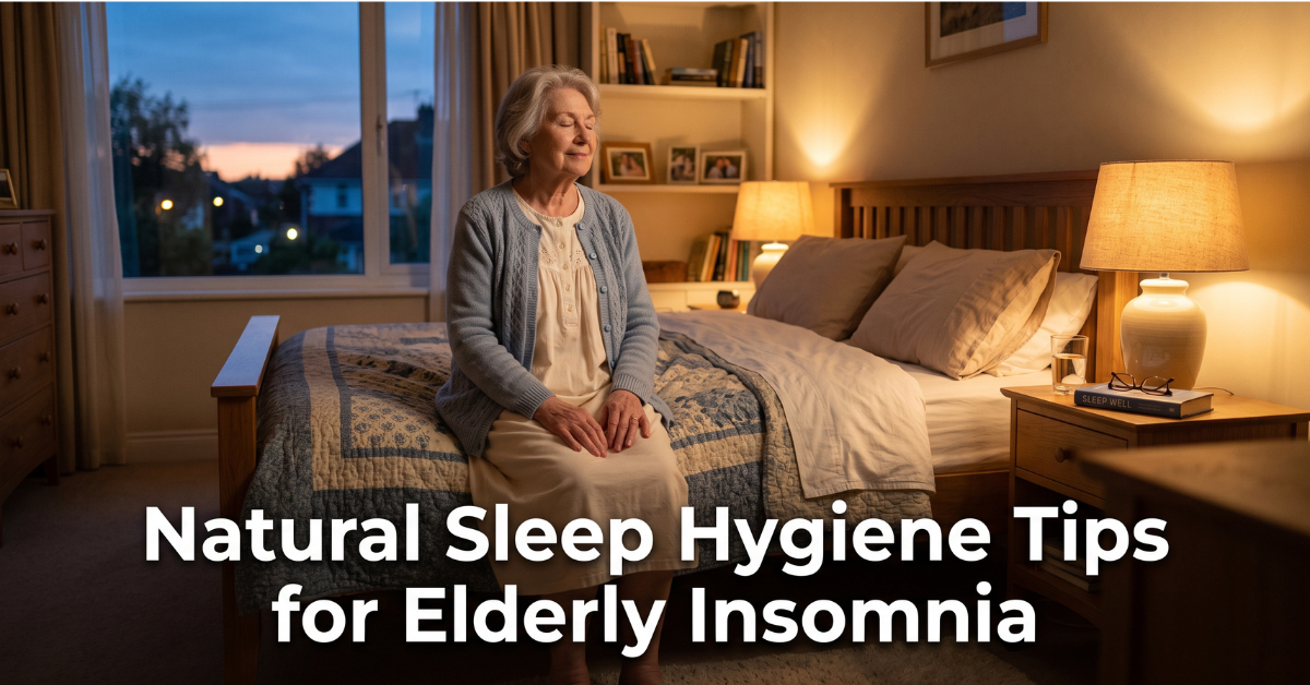 Natural Sleep Hygiene Tips for Elderly Insomnia - cozy bedroom at dusk