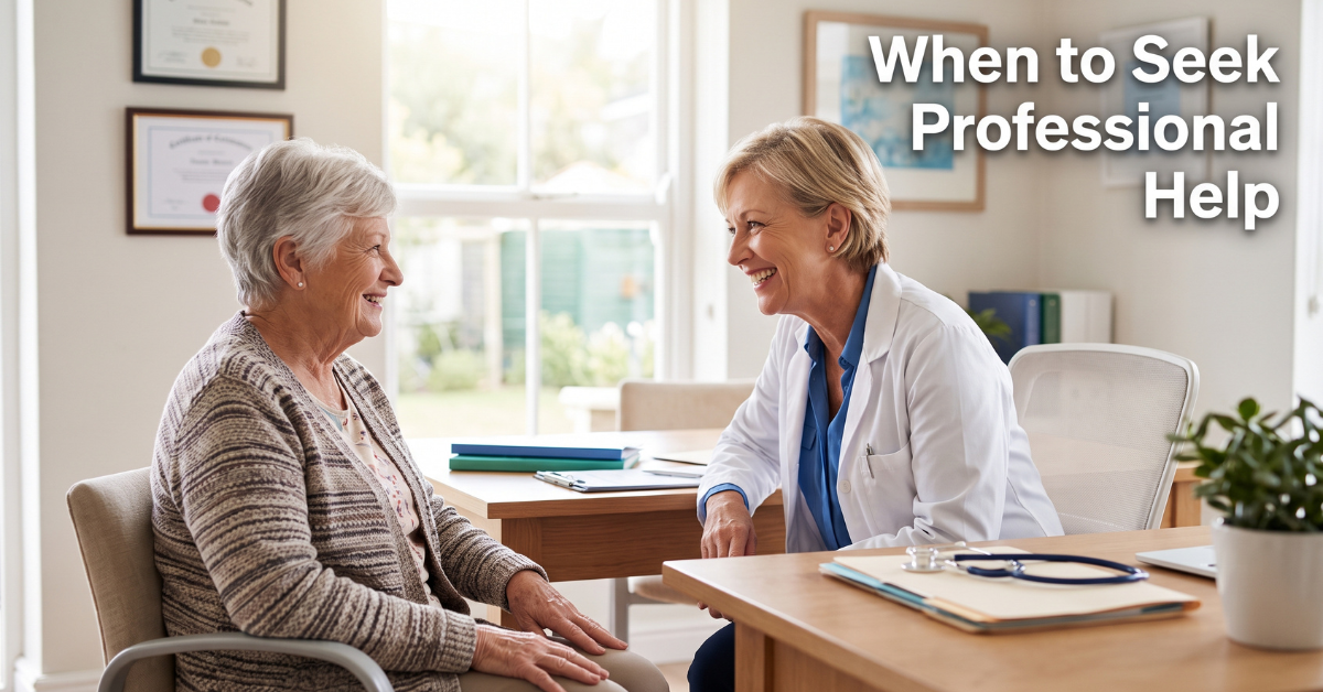 Elderly patient in a reassuring conversation with a doctor about sleep